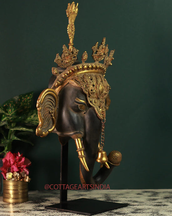 Brass Ganesh Mask Rustic Black